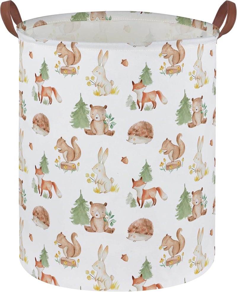 DDBASKET Kids Laundry Basket Animal Hamper for Nursery Woodland Hamper Cute Kids Storage Bin Organizer Room Decor for Home(Tree animal) - Image 1